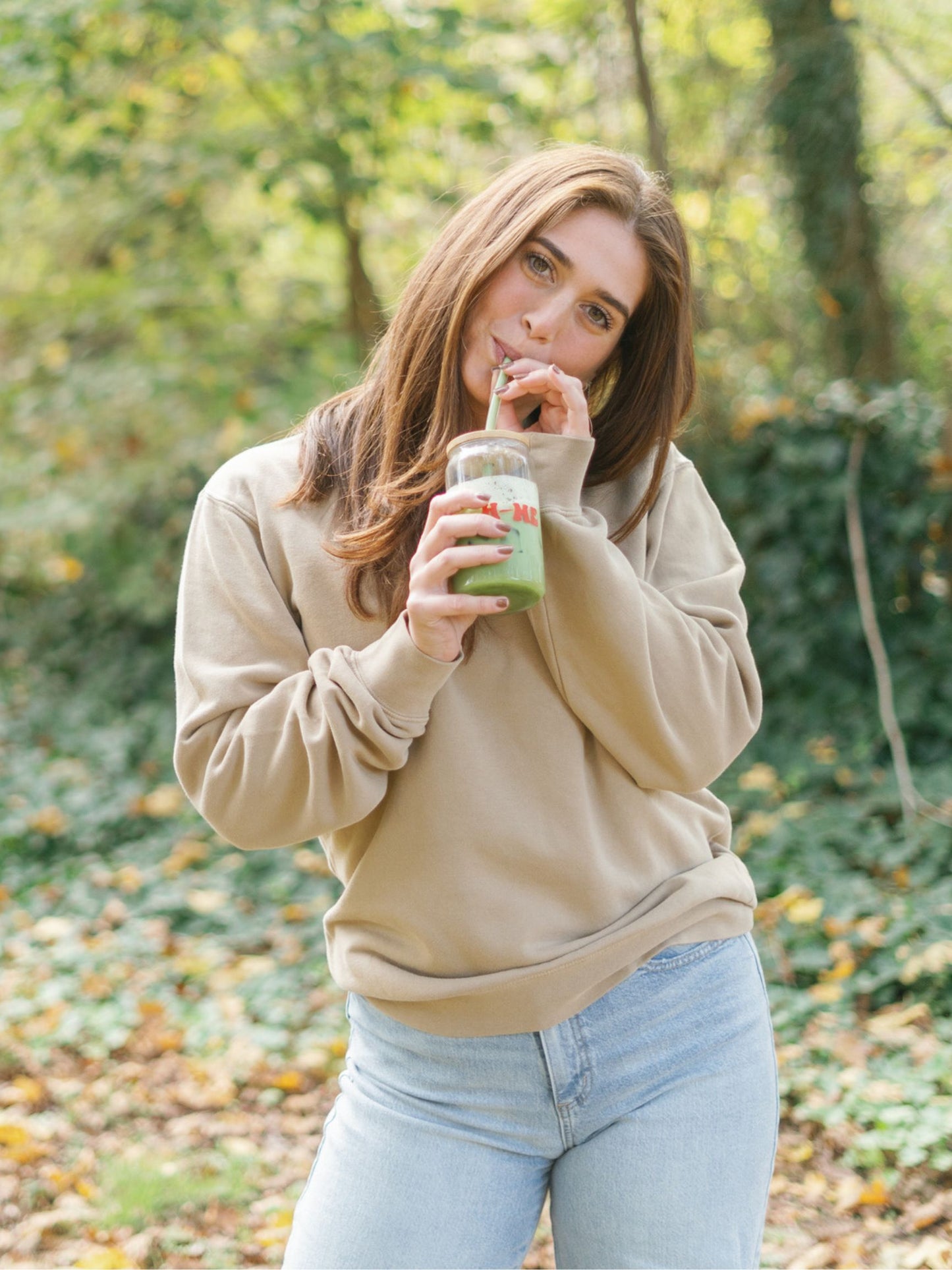 Mick Bamboo Glass Tumbler with Straw