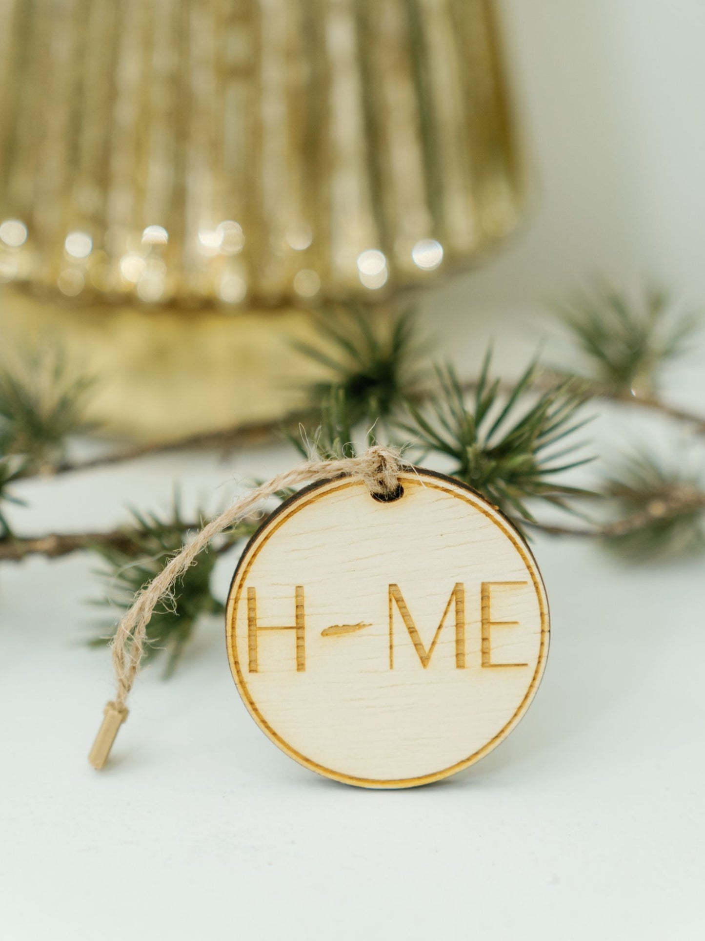 Signature Home Logo Round Laser Etched Wood Ornament