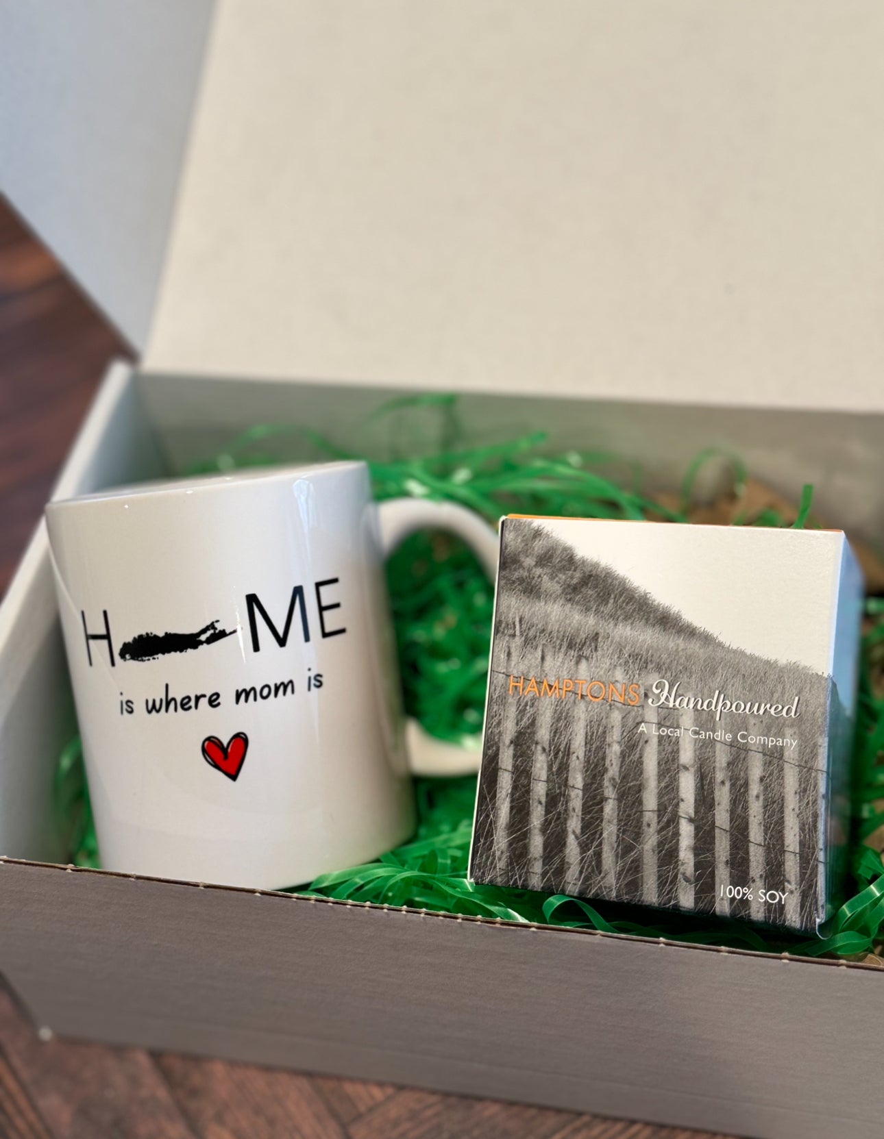 HOME is where Mom is Mug & Hamptons Handpoured Candle Gift Box