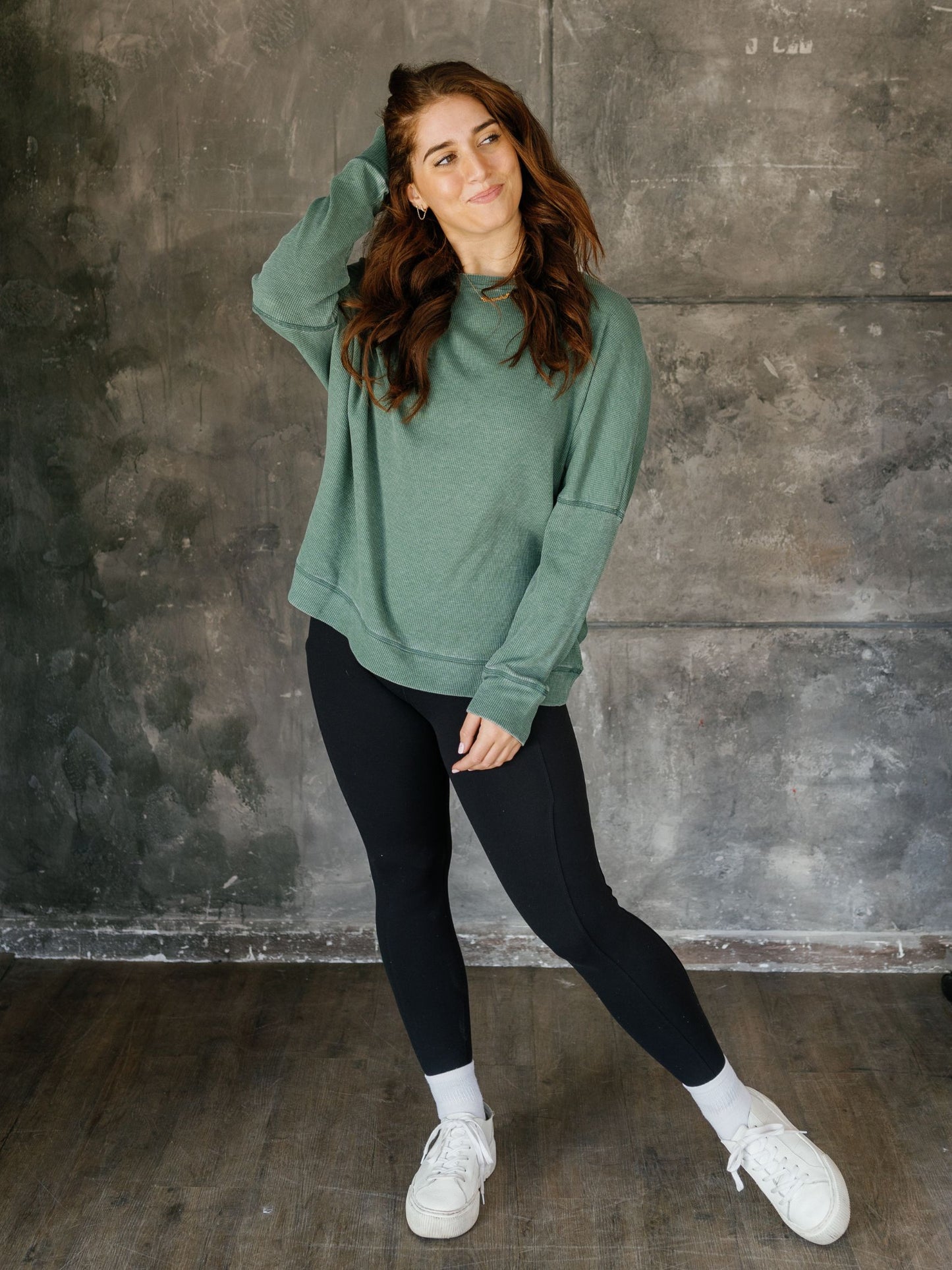 Wantagh Waffle Ribbed Roundneck Pullover