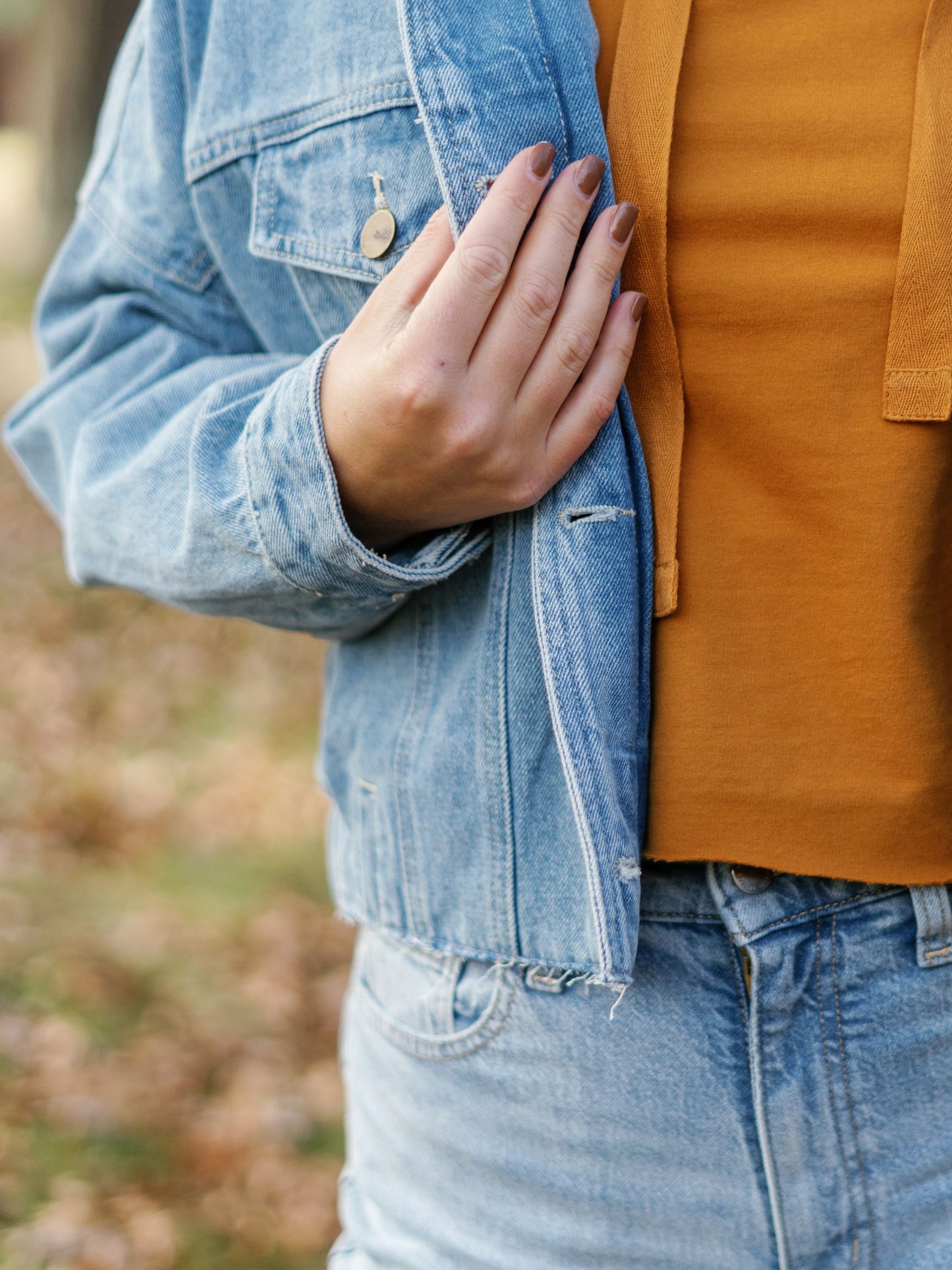 Patchogue Raw & Ribbed Crop Denim Jacket