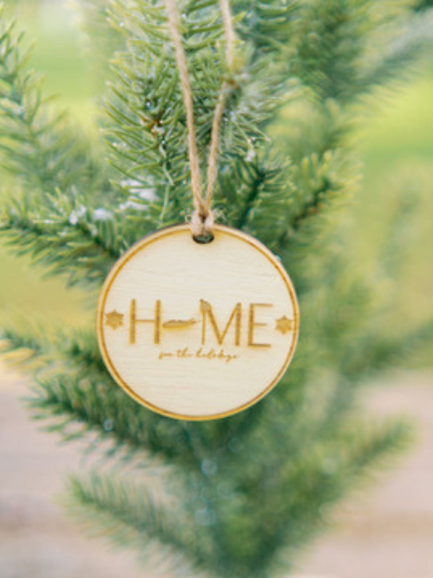 Home For The Holidays Round Laser Etched Wood Ornament