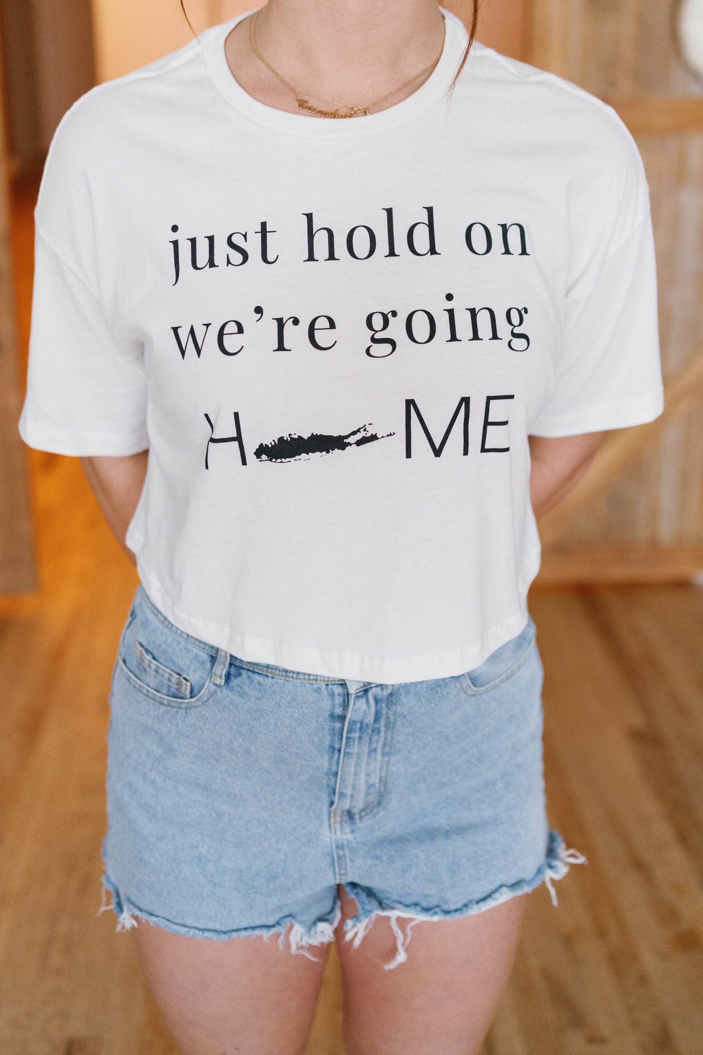 Just Hold On We're Going HOME Jersey Cropped Tee