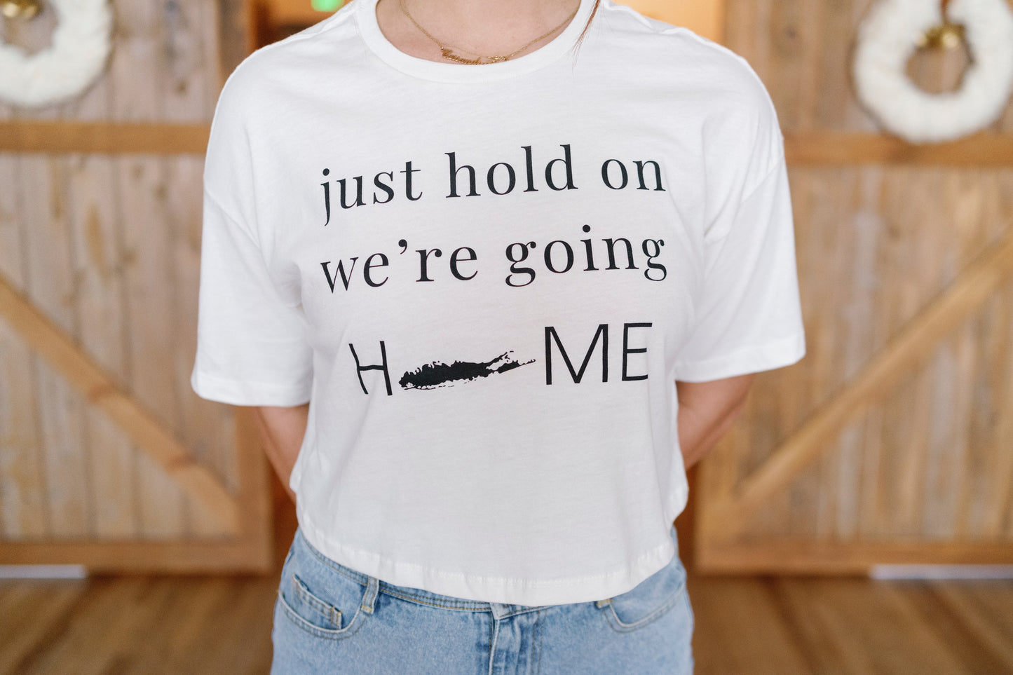 Just Hold On We're Going HOME Jersey Cropped Tee